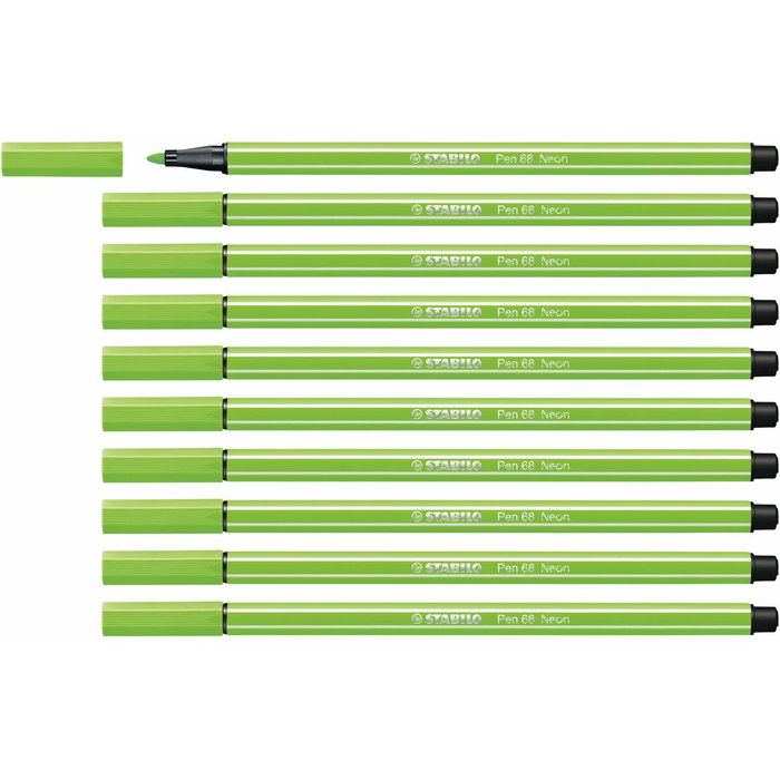 Stabilo Pen 68 Verde Fluorescente 10 Unidades