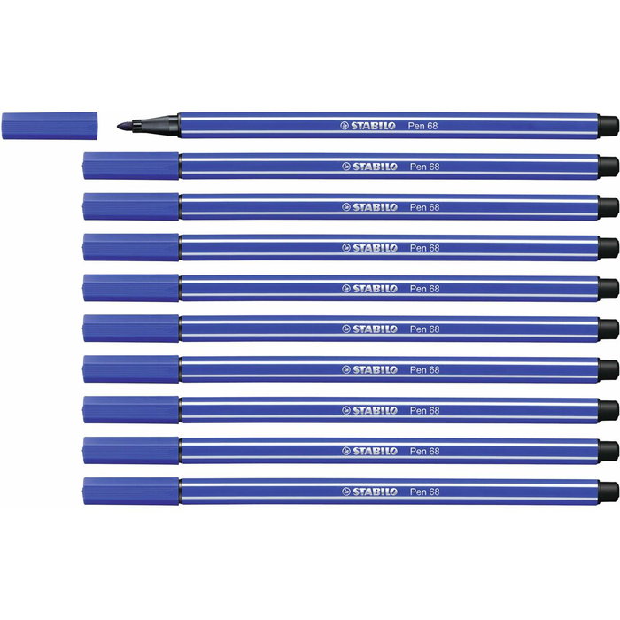 Stabilo Rotulador Pen 68 Azul Marino, Pack de 10 unidades