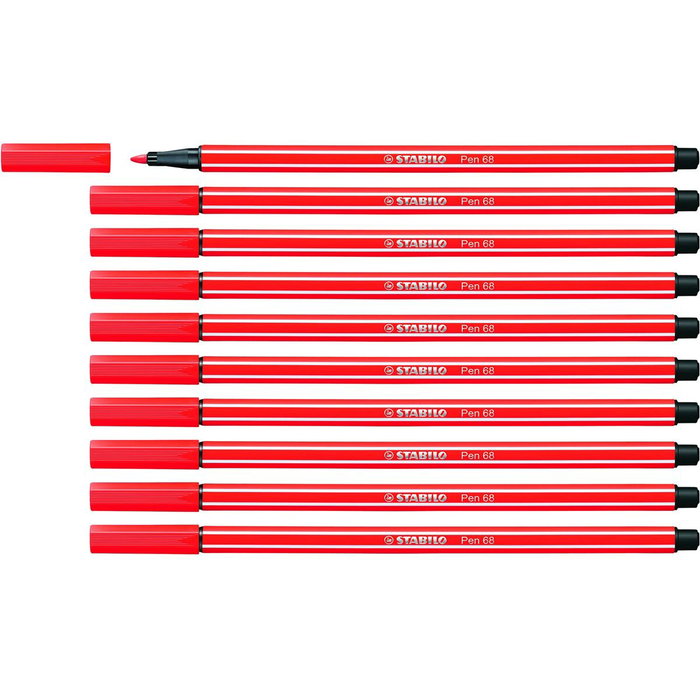 Stabilo Pen 68 Rotulador Bermellón 10 Unidades