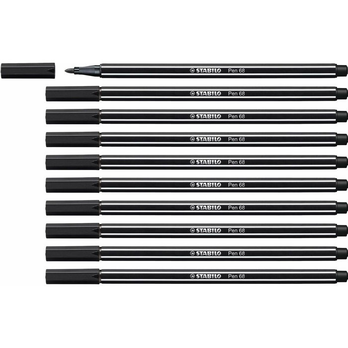 Stabilo Pen 68 Negro 1 mm Caja de 10 unidades
