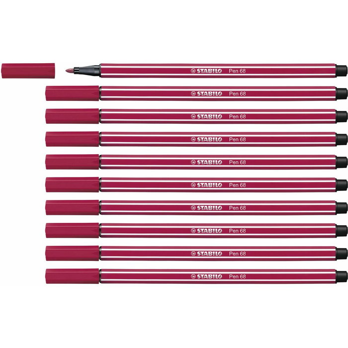 Stabilo Pen 68 Rojo Oscuro Pack de 10 unidades Stabilo Pen 68 Rojo Oscuro Pack de 10 unidades