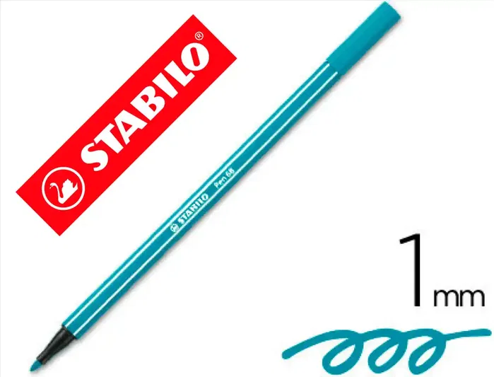 Stabilo Pen 68 Azul Turquesa 1 mm Caja de 10 unidades