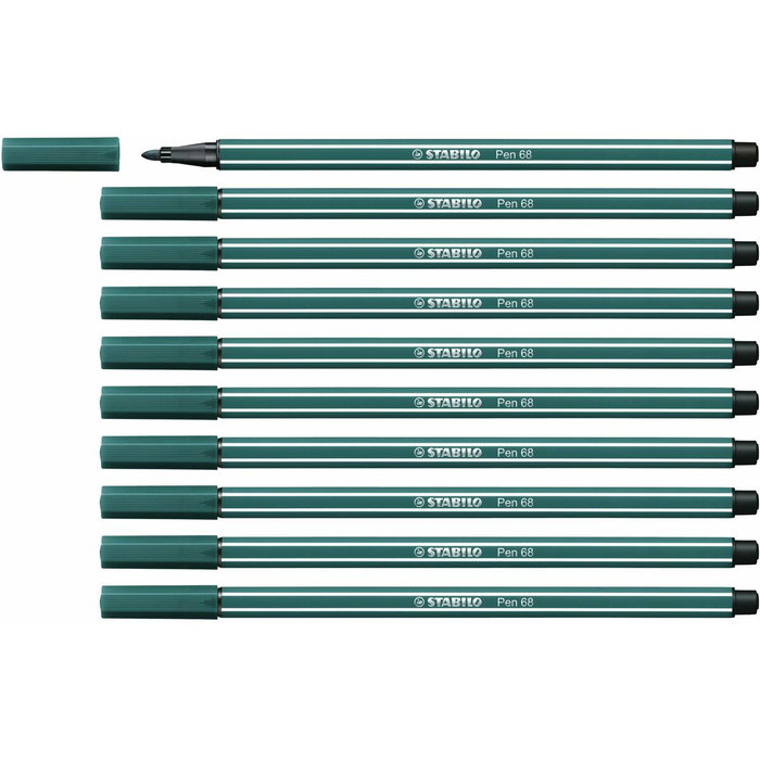 Stabilo Pen 68 Verde turquesa, caja de 10 unidades Stabilo Pen 68 Verde turquesa, caja de 10 unidades