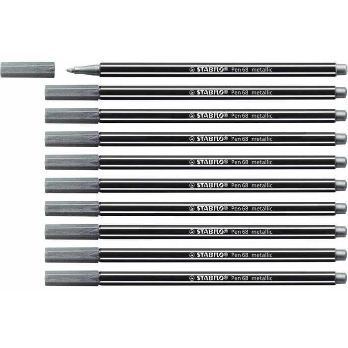 Stabilo Pen 68 Metallic Plata Caja de 10 Unidades Stabilo Pen 68 Metallic Plata Caja de 10 Unidades