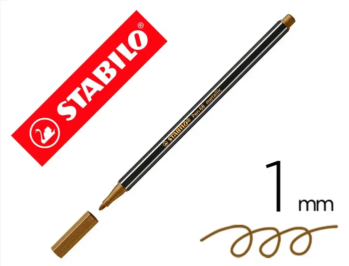 Stabilo Pen 68 Metallic Oro, Pack de 10 unidades Stabilo Pen 68 Metallic Oro, Pack de 10 unidades