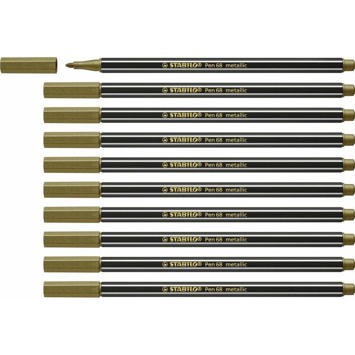 Stabilo Pen 68 Metallic Oro, Pack de 10 unidades Stabilo Pen 68 Metallic Oro, Pack de 10 unidades