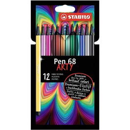 Stabilo Rotuladores Pen 68 Estuche Cartón 12 Unidades Colores Intensos Tinta Base Agua Trazo 1mm