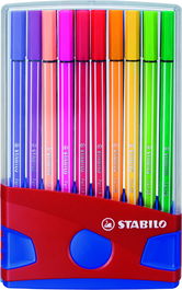 Stabilo Rotulador Pen 68 Colores Surtidos Estuche Parade Rojo 20 Ud