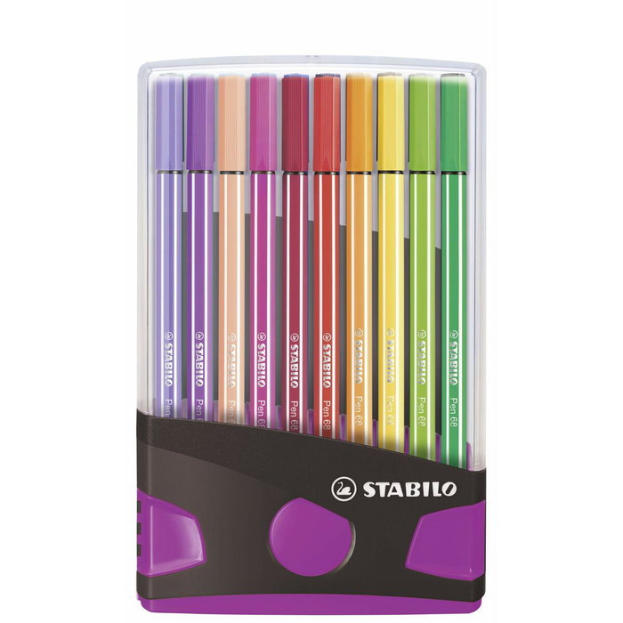 Stabilo Pen 68 Estuche de 20 Rotuladores Surtidos Antracita-Rosa