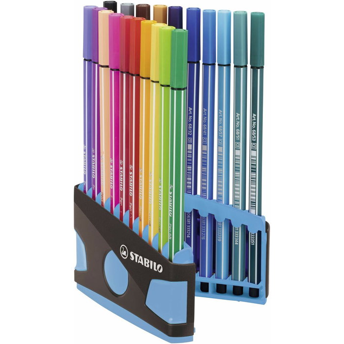 Stabilo Pen 68 Estuche de 20 Rotuladores Surtidos Antracita-Azul