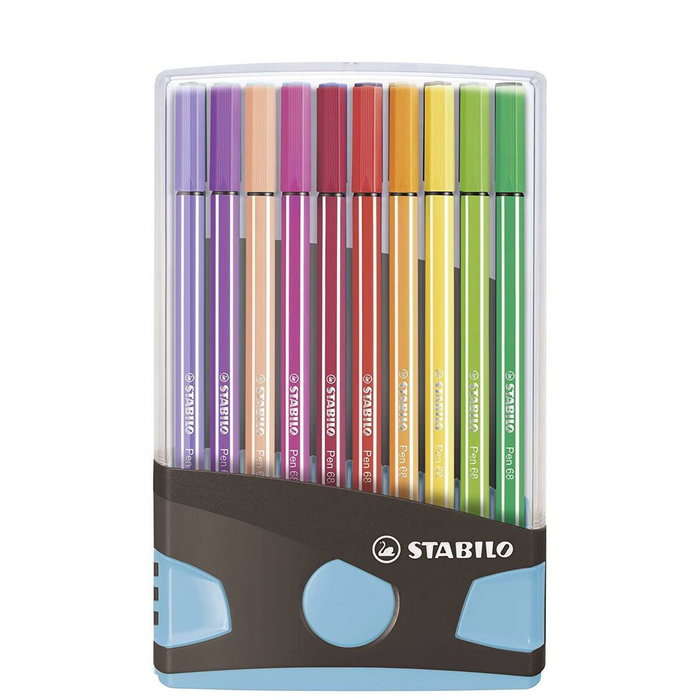 Stabilo Pen 68 Estuche de 20 Rotuladores Surtidos Antracita-Azul