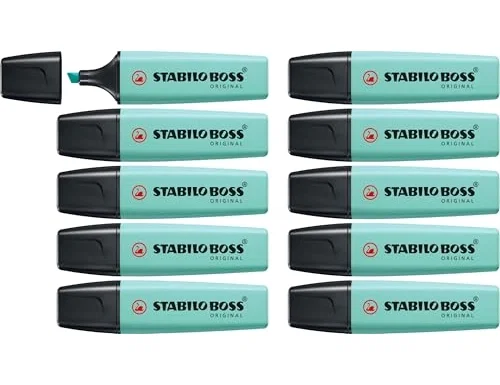 Stabilo Boss Original Turquesa Pastel Set de 10 Marcadores Fluorescentes