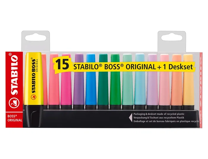 Stabilo Boss Original Set de Escritorio con 15 Marcadores (9 Fluorescentes y 6 Pastel) Stabilo Boss Original Set de Escritorio con 15 Marcadores (9 Fluorescentes y 6 Pastel)