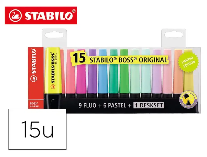 Stabilo Boss Original Set de Escritorio con 15 Marcadores (9 Fluorescentes y 6 Pastel) Stabilo Boss Original Set de Escritorio con 15 Marcadores (9 Fluorescentes y 6 Pastel)