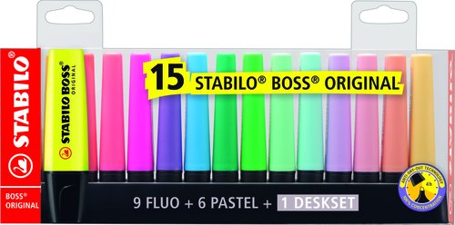 Stabilo Boss Original Set de Escritorio con 15 Marcadores (9 Fluorescentes y 6 Pastel) Stabilo Boss Original Set de Escritorio con 15 Marcadores (9 Fluorescentes y 6 Pastel)