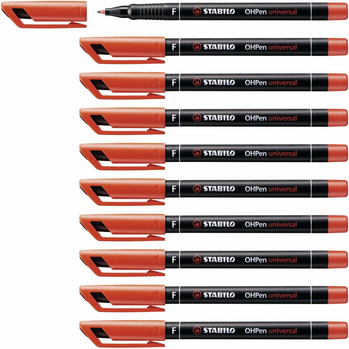 Stabilo STABILO OHPen Universal Marcador Permanente Rojo Punta Fina 0,7 mm (Set de 10)