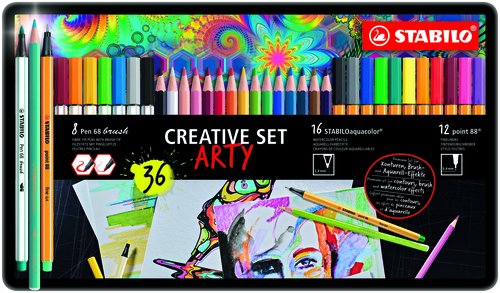 Stabilo Creative Set Arty con 36 unidades en estuche de metal Stabilo Creative Set Arty con 36 unidades en estuche de metal