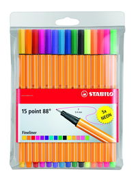 Stabilo Rotuladores Point 88 Colores Surtidos Neón Estuche 15 Ud