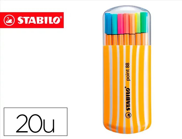 Stabilo Point 88 Estuche Zebrui con 20 Rotuladores Surtidos Neón