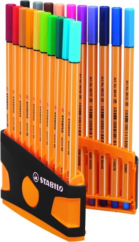 Stabilo Point 88 Rotuladores de punta de fibra, colores surtidos, estuche de 20 unidades