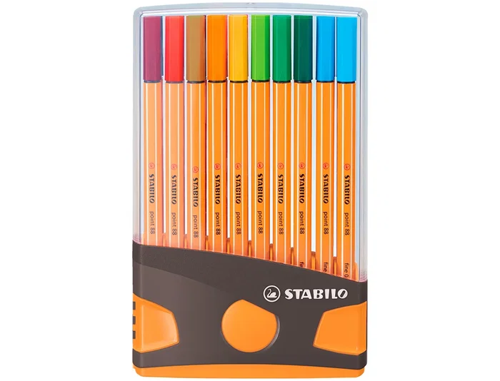 Stabilo Rotulador de Fibra Point 88 Color Parade Antracita/Naranja Estuche 20 Unidades Colores Surtidos Trazo 0.4mm