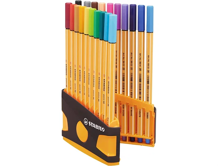 Stabilo Rotulador de Fibra Point 88 Color Parade Antracita/Naranja Estuche 20 Unidades Colores Surtidos Trazo 0.4mm