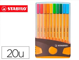 Stabilo Rotulador de Fibra Point 88 Color Parade Antracita/Naranja Estuche 20 Unidades Colores Surtidos Trazo 0.4mm