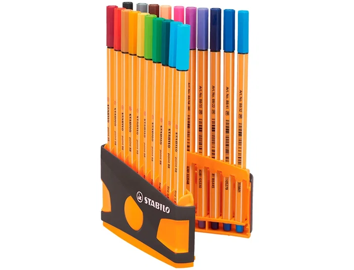 Stabilo Rotulador de Fibra Point 88 Color Parade Antracita/Naranja Estuche 20 Unidades Colores Surtidos Trazo 0.4mm