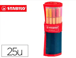 Stabilo Rotulador Punta de Fibra Point 88 Estuche Rollerset de 25 Colores Surtidos Trazo 0,4 mm