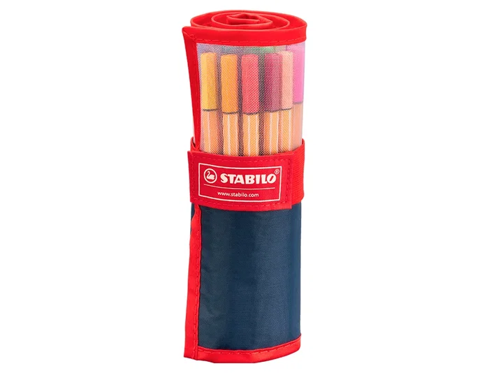 Stabilo Rotulador Punta de Fibra Point 88 Estuche Rollerset de 25 Colores Surtidos Trazo 0,4 mm