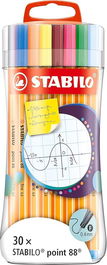 Stabilo Estuche Plástico Pen 88 con 30 Rotuladores de Colores Surtidos