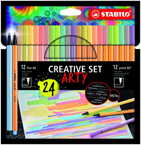 Stabilo Creative Set Arty con 12 Point 88 y 12 Pen 68 Colores Surtidos, Estuche 24 UD Stabilo Creative Set Arty con 12 Point 88 y 12 Pen 68 Colores Surtidos, Estuche 24 UD