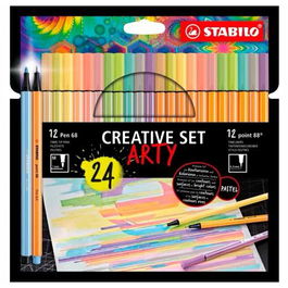 Stabilo Set Creativo Arty con 12 Rotuladores Point 88 y 12 Pen 68, Estuche con 24 Unidades