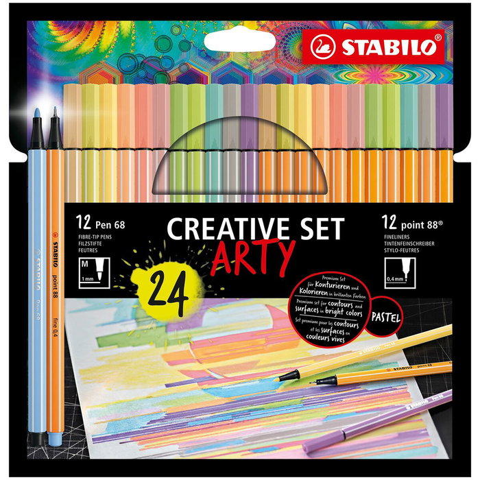 Stabilo Creative Set Arty con 12 Point 88 y 12 Pen 68 Colores Surtidos, Estuche 24 UD Stabilo Creative Set Arty con 12 Point 88 y 12 Pen 68 Colores Surtidos, Estuche 24 UD