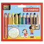 Stabilo woody 3 en 1 Estuche de 10 Lápices de Colores Surtidos con Sacapuntas