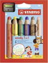 Stabilo Woody 3 en 1 Lápices de Colores Surtidos con Sacapuntas, Estuche de 6 Unidades