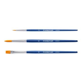 STAEDTLER Set de 3 pinceles escolares 989 con cerda sintética y mango de madera STAEDTLER Set de 3 pinceles escolares 989 con cerda sintética y mango de madera