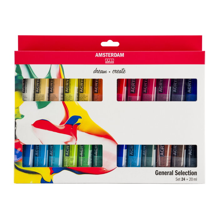 Talens Amsterdam Set 24 Tubos Acrílicos de 20ml Selección Standard Series Colores Surtidos
