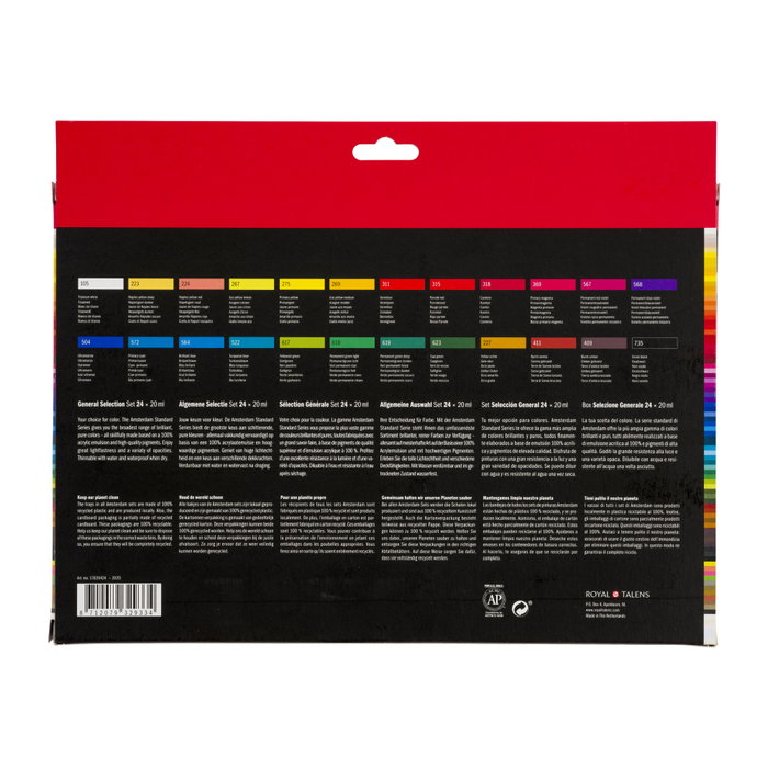 Talens Amsterdam Set de 24 Tubos Acrílicos de 20ml Standard Series Colores Surtidos