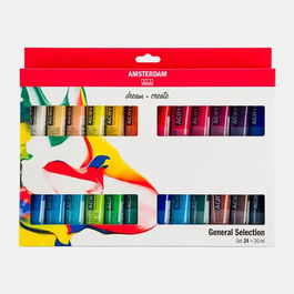 Talens Set 24 Tubos Acrílicos Amsterdam Standard Series 20 mL Colores Surtidos