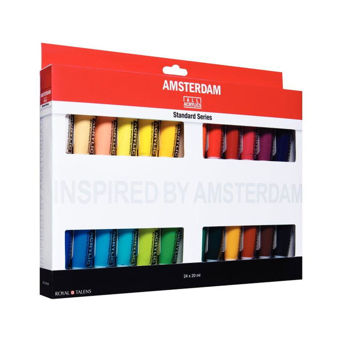 Talens Amsterdam Set 24 Tubos Acrílicos de 20ml Selección Standard Series Colores Surtidos