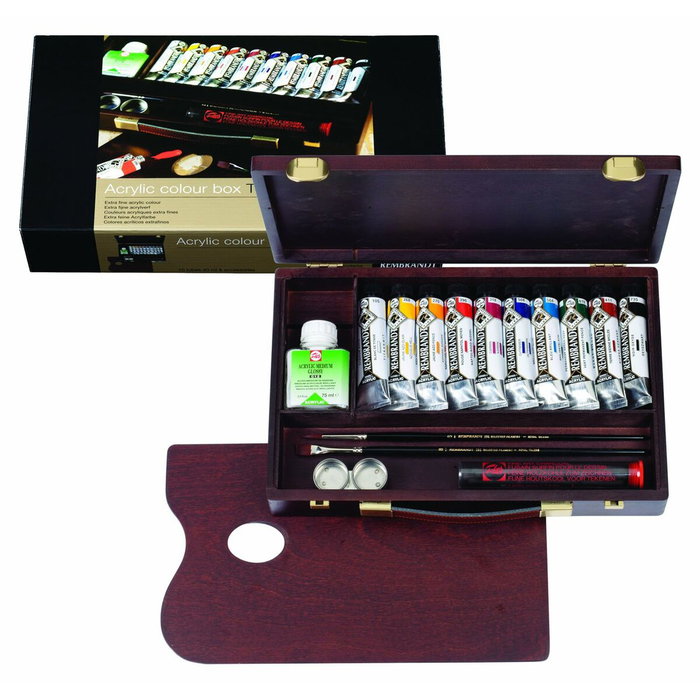 Talens Rembrandt Set de Acrílicos Colores Surtidos en Caja de Madera