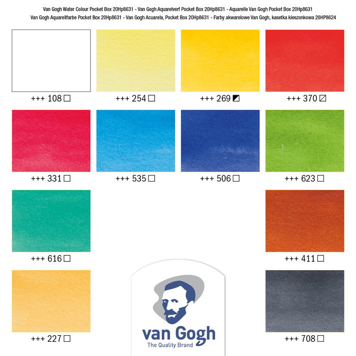 Talens Van Gogh Acuarelas Básicas en Medias Pastillas con Estuche de 12 Unidades y Pincel Talens Van Gogh Acuarelas Básicas en Medias Pastillas con Estuche de 12 Unidades y Pincel