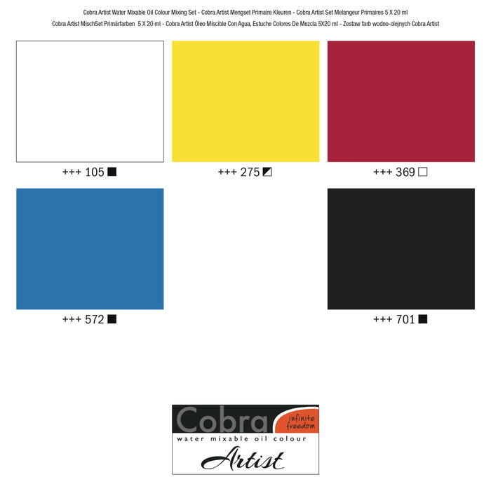 Talens Cobra Set de Pinturas al Óleo 5 Tubos de 20ml Colores de Mezcla Surtidos