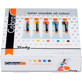 Talens Pinturas al Óleo Cobra Study Set Estuche 5 Tubos 40ml Colores Primarios Surtidos
