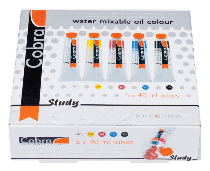 Talens Cobra Study Set Estuche de 5 Tubos de 40ml Colores al Óleo Primarios Surtidos