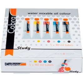 Talens Cobra Study Set Estuche de 5 Tubos de 40ml Colores al Óleo Primarios Surtidos