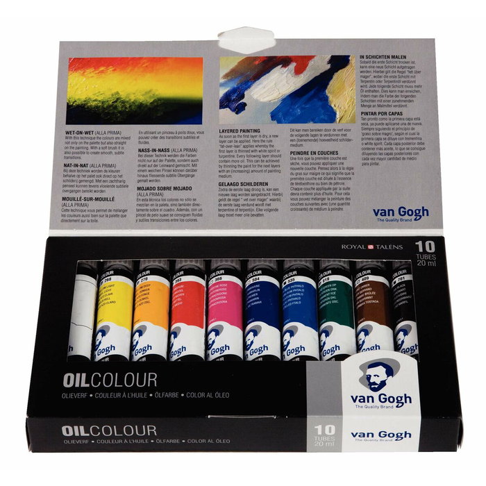 Talens Van Gogh Estuche básico de pinturas al óleo con 10 tubos de 20 ml Talens Van Gogh Estuche básico de pinturas al óleo con 10 tubos de 20 ml