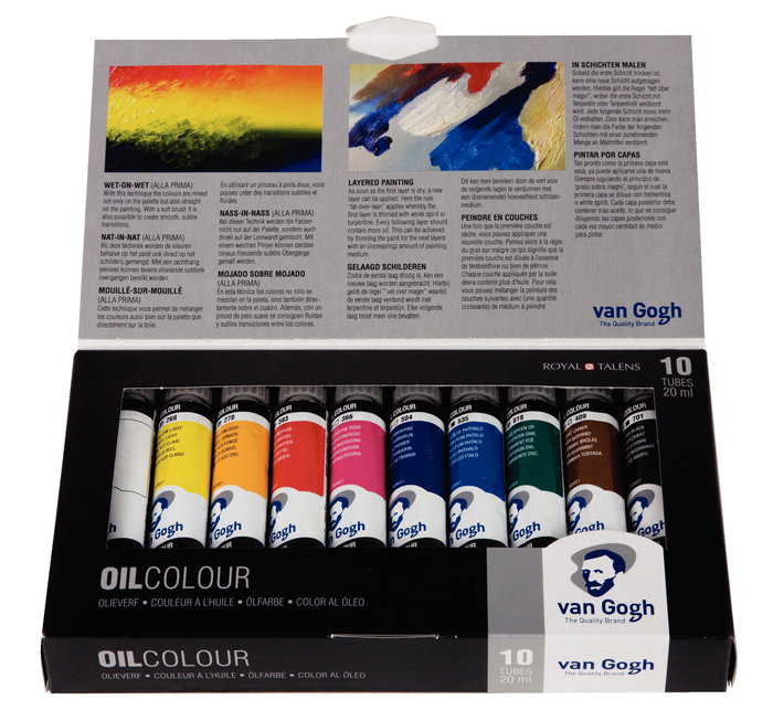 Talens Van Gogh Estuche Básico de Pinturas al Óleo con 10 Tubos de 20ml Colores Surtidos