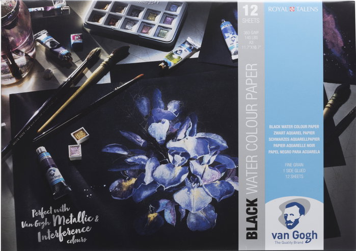 Talens Van Gogh Bloc de Papel Negro para Acuarela A3 360g